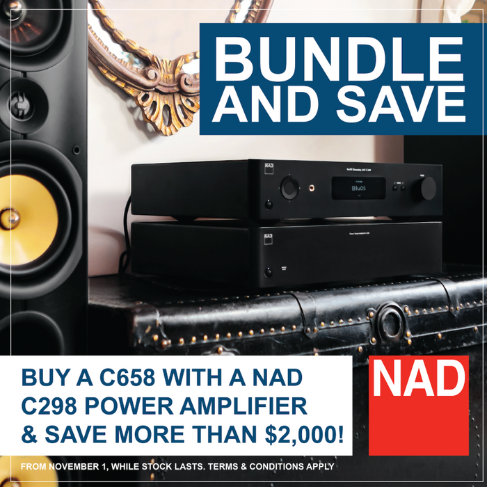 NAD C 658 BluOS Streaming DAC and C 298 Power Amplifier Bundle Offer